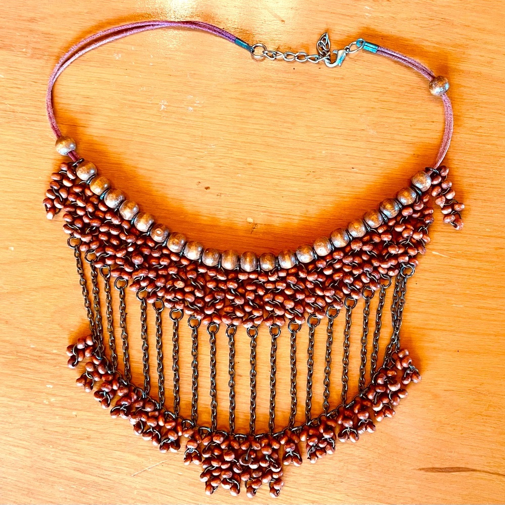 Tribal Bead & Chain Necklace - Picture 2 of 2